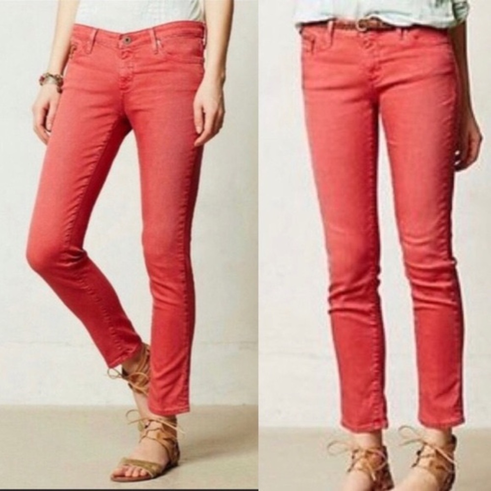 AG Jeans Adriano Goldschmied The Stevie Ankle Faded Red Jeans Size 28